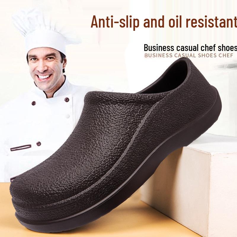Men's Plus Size Waterproof Non-slip Chef Shoes - Slip-on Kitchen and Work Protection