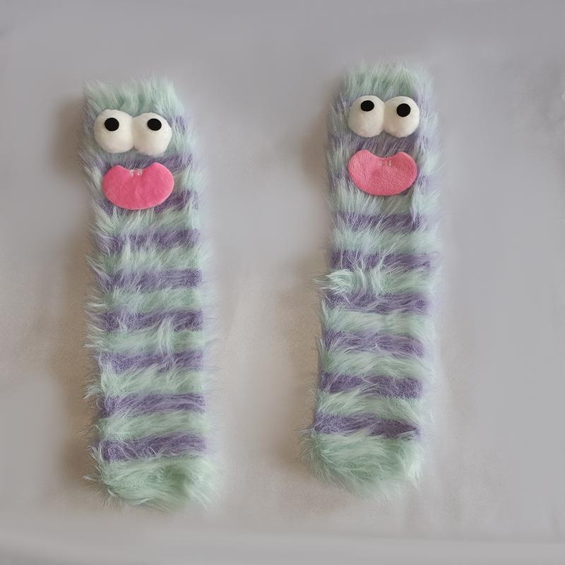 

Пара новых женских носков из кораллового флиса для осени и зимы забавные и некрасивые, утолщенные термоноски, носки для дома, для родителей и детей One Size