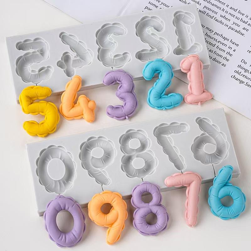 1Set Silicone Number 0-9 Embossed Mold for Fondant Candy Chocolate Cake Resin, DIY Baking Handicraft for Cake Decor Clay Molds