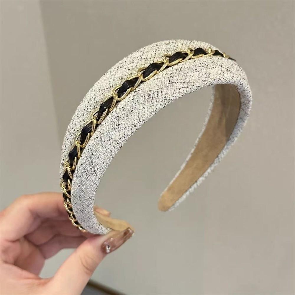 Wide-Brimmed Headbands for Women Non Slip Hair Band Cute Chain Hairbands for Skin Treatment