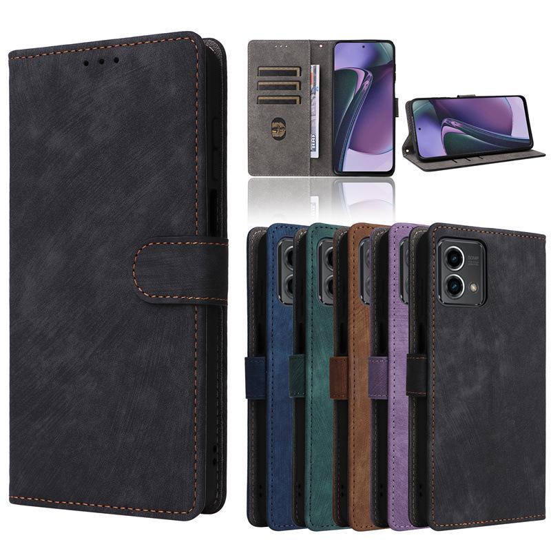 Leather Wallet Case with Card Holder & Lanyard for Moto G Stylus 2023 4G