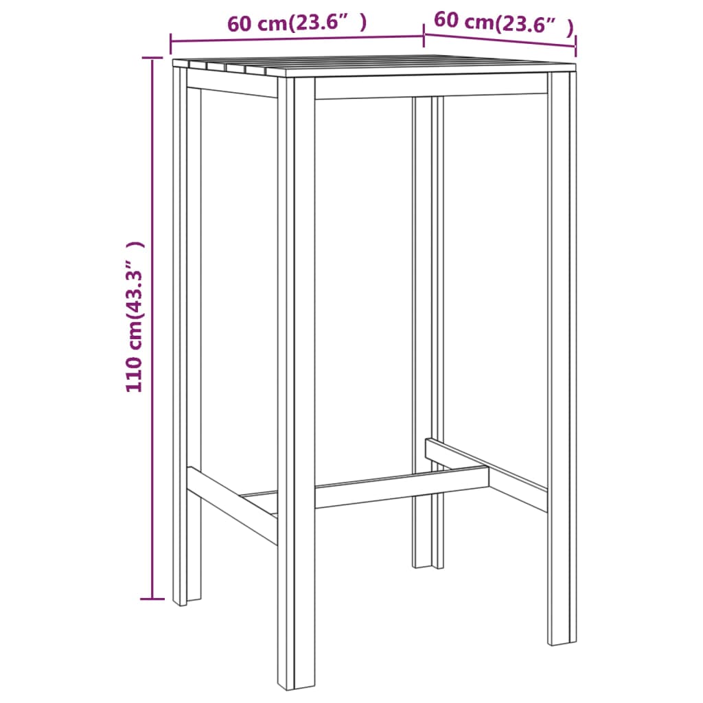 Bar Table 60x60x110 Cm Impregnated Pine Wood