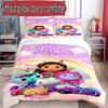 3pcs Duvet Cover Set (1*Duvet Cover + 2*Pillowcase, Without Core), Custom Name Gabby's Dollhouse Pattern Bedding Set, Home Bedroom Decor Gift