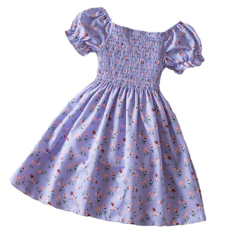 Girl Summer Princess Dress With Floral Print Cotton Blend For Toddler