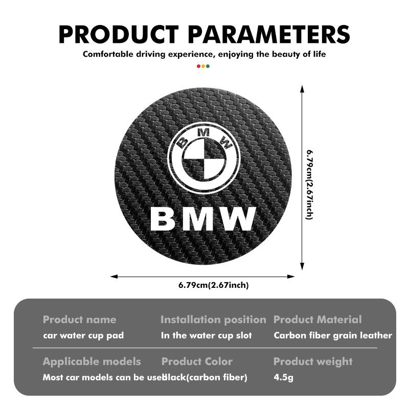 OOYR4 2pcs Car Cup Holder Insert Pad Emblem Coaster Anti-Slip Mat For BMW Performance X1 M3 M6 F01 F02 E34 E36 E60 F10 F20 X6