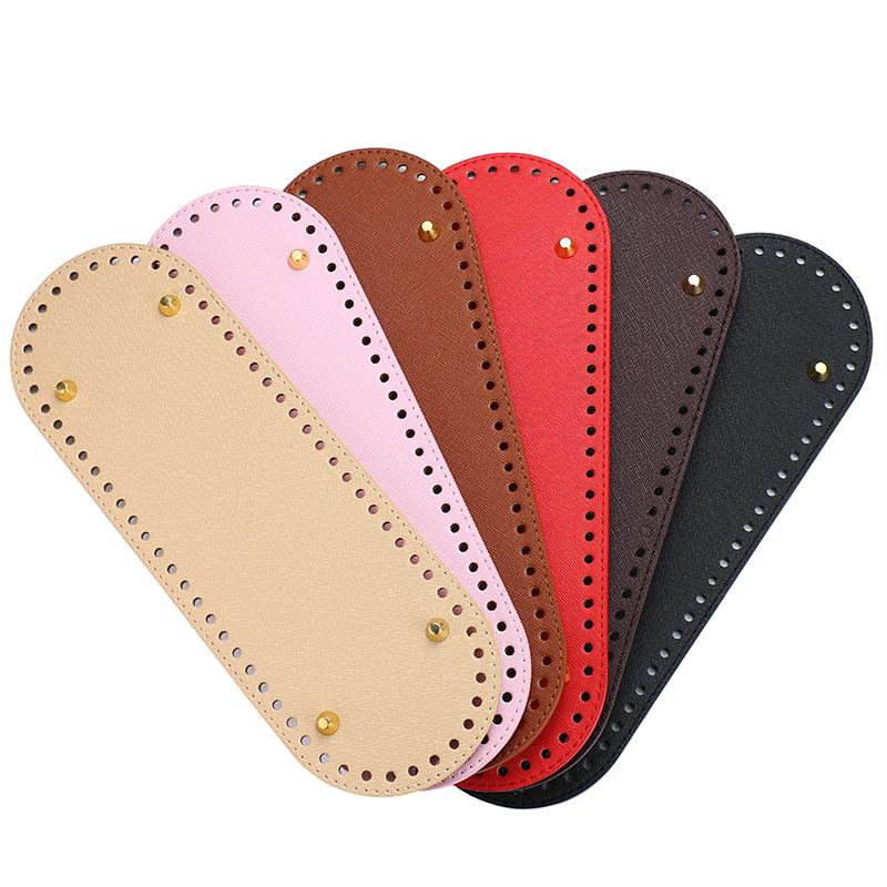 18X8cm Long Bottom For Knitted PU Leather Bag Base High Qualtiy Handbag Bottom With Holes Rivet Crochet Bag Part Accessories
