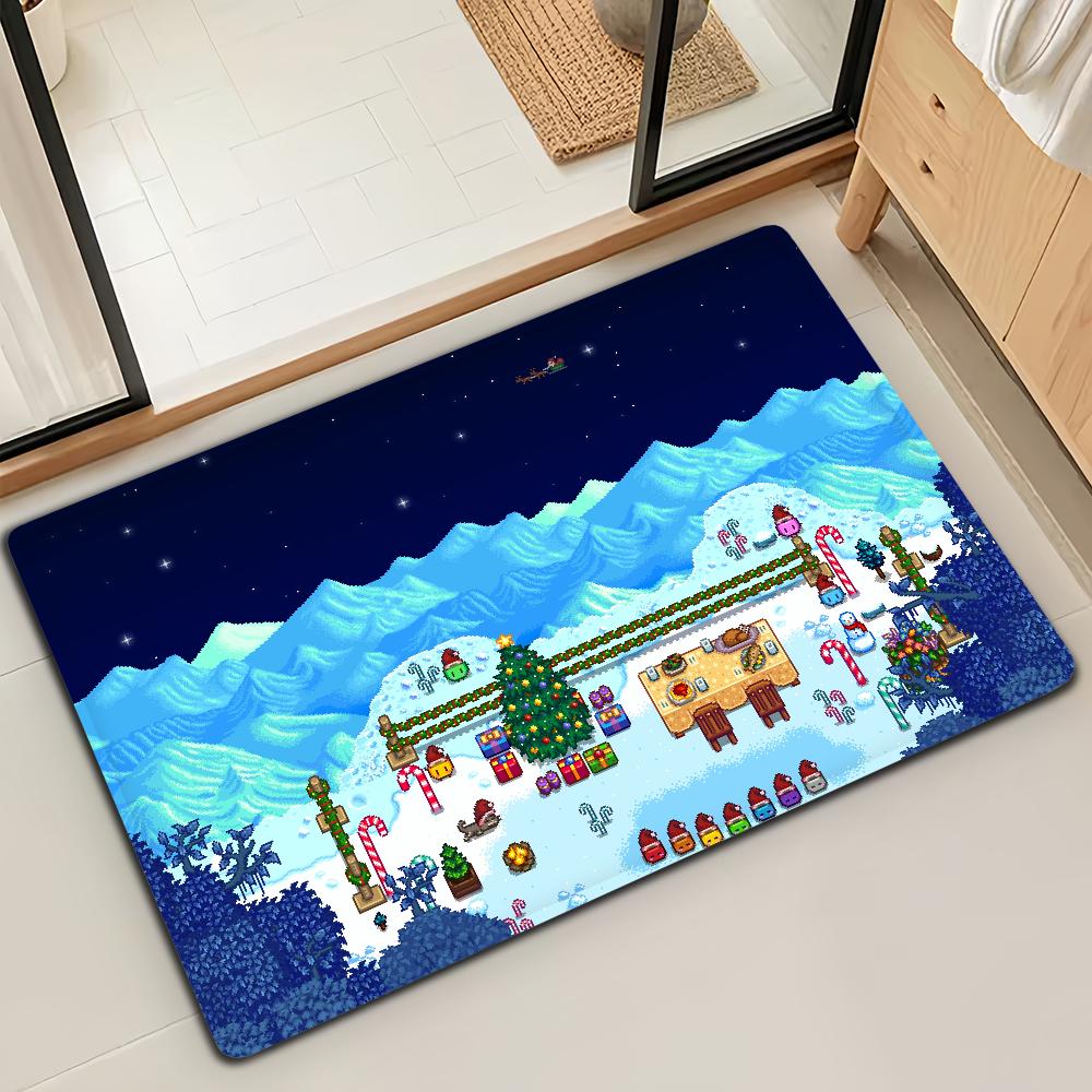 

New Farm Game S-Stardew Valley Door Mat Bath Microfiber Decorative Versatile Flannel Floor Mat Quick Dry Absorbent Non-slip Sole 40cm x 60cm