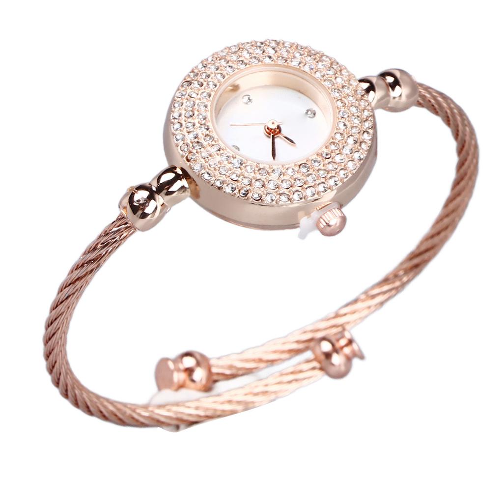 Women Bracelet Watch Quartz Movement Adjustable Thin Band Lady Watch for Daily Party Rose Gold