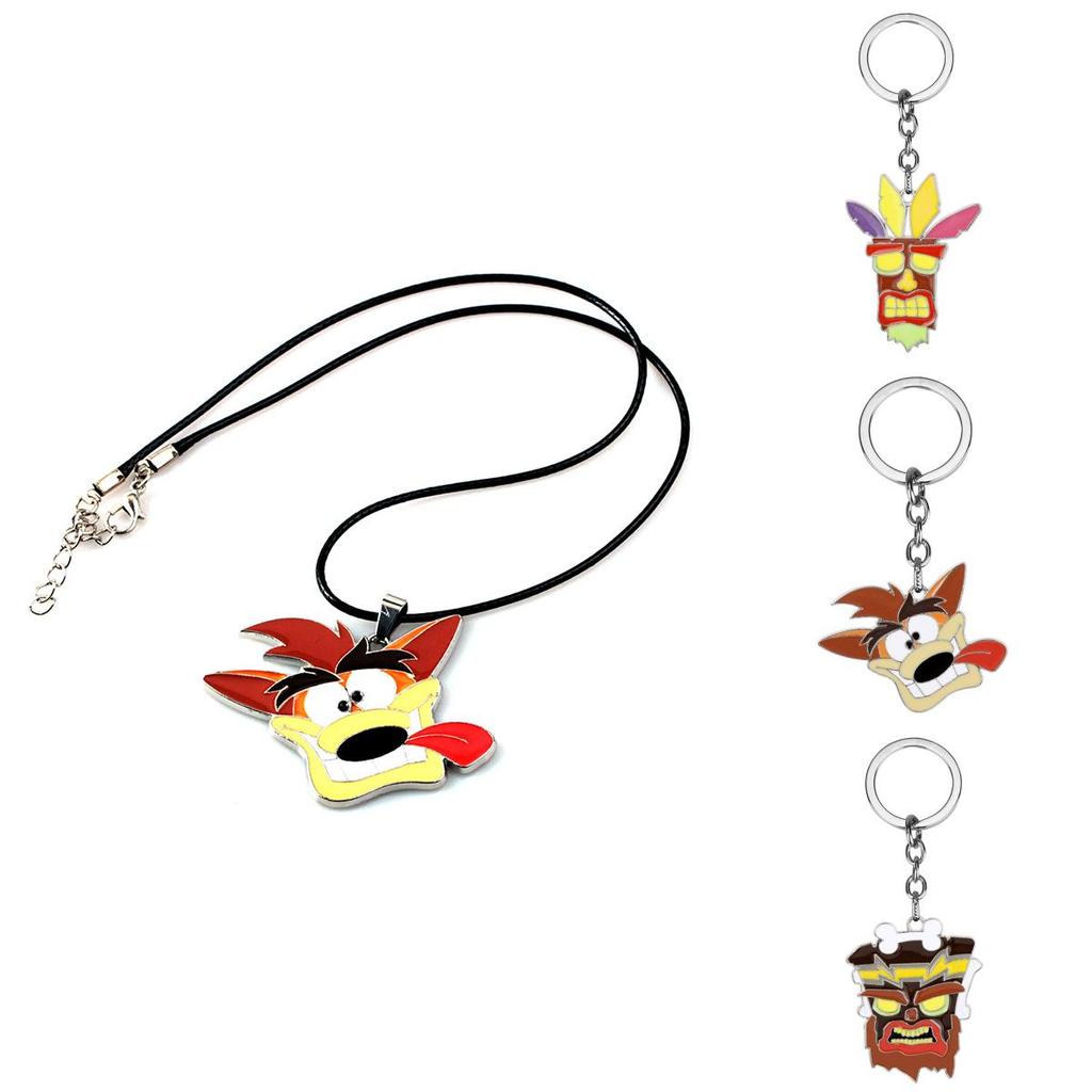 Portachiavi Ciondolo Action Figure Crash Bandicoot di Qualità Premium Maschera Aku Dr Neo Cortex