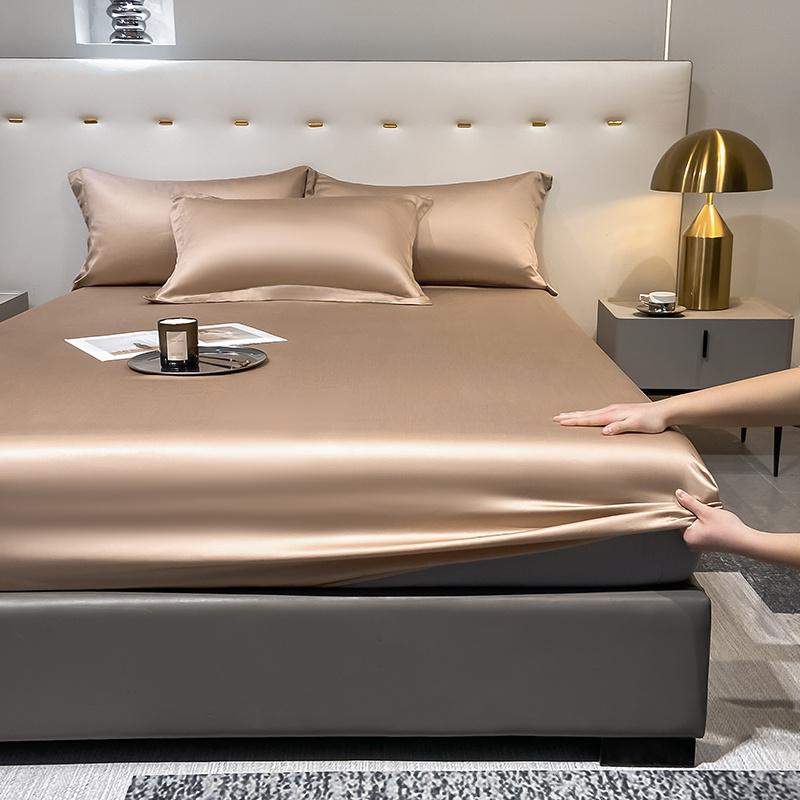 Weißes Unifarbenes Spannbettlaken-Set Tencel Spannbettlaken mit Kissenbezügen Weich Glatt Premium Hotelqualität Queen Size Bettwäscheset