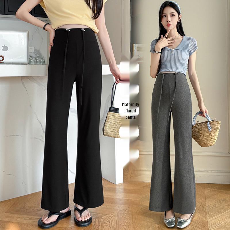 Spring 2026 Slimming Maternity Cropped Flare Pants with Elastic Drawstring XL