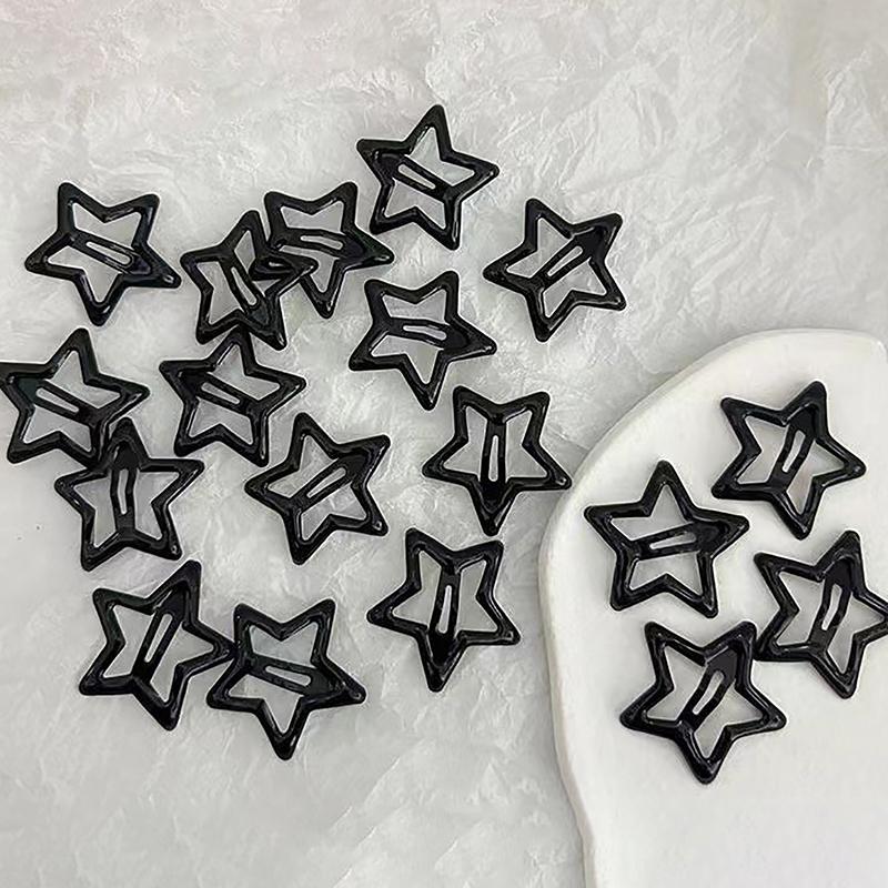 5Pcs Girls Black Gray Star Hair Pins Cool Charm Aesthetic Bb Hair Clip For Women Pentagram Harajuku Trendy Hair Accessories