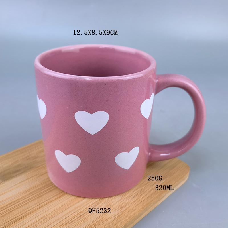 Ceramic Heart-shaped Pair of Mugs for Couples, Creative Cupid Valentine's Day Mug, Red Love Handle Coffee Cup