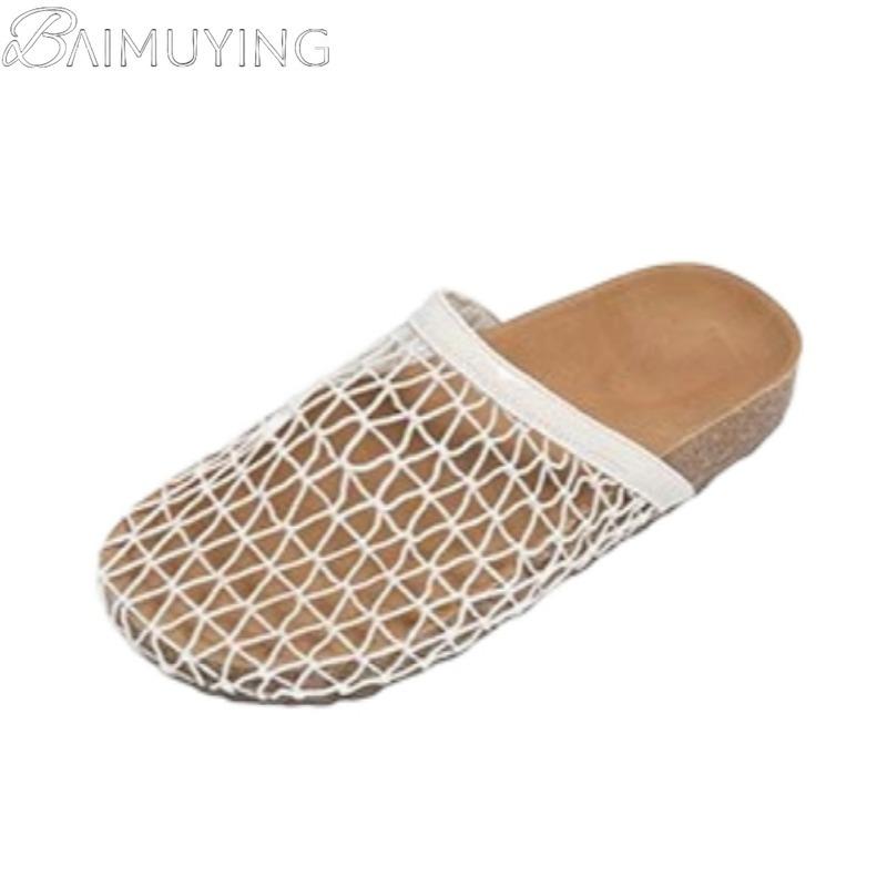 Fashion Hollow Mesh Mules Slippers Women Casual Shoes Flat Sandals Summer 2025 Trend Beach Platform Woman Slides Comfort Sandalias Mujer