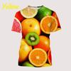 3D Printed Strawberry Orange Kiwi T-Shirt For Men Fruit Pattern Tees Casual Loose Round Neck Short Sleeve T Shirts Kids Tops