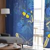 Butterfly Flower Blue Window Tulle Curtains for Living Room Bedroom Hotel Luxury Decoration Sheer Curtains