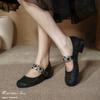 Woven Hollow Shoes Niche Mesh Toe Shoes Metal Buckle One-strap Women's Shoes Round Toe Flat Mary Jane Shoes