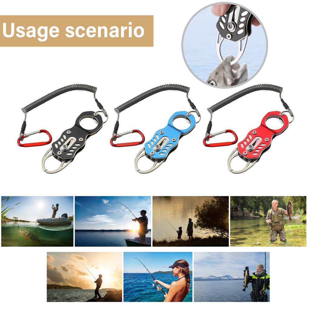 Fishing Pliers Fish Holder Gripper Tool with Coiled Lanyard Fish Lip Gripper Grabber Fishing Accessories for Saltwater