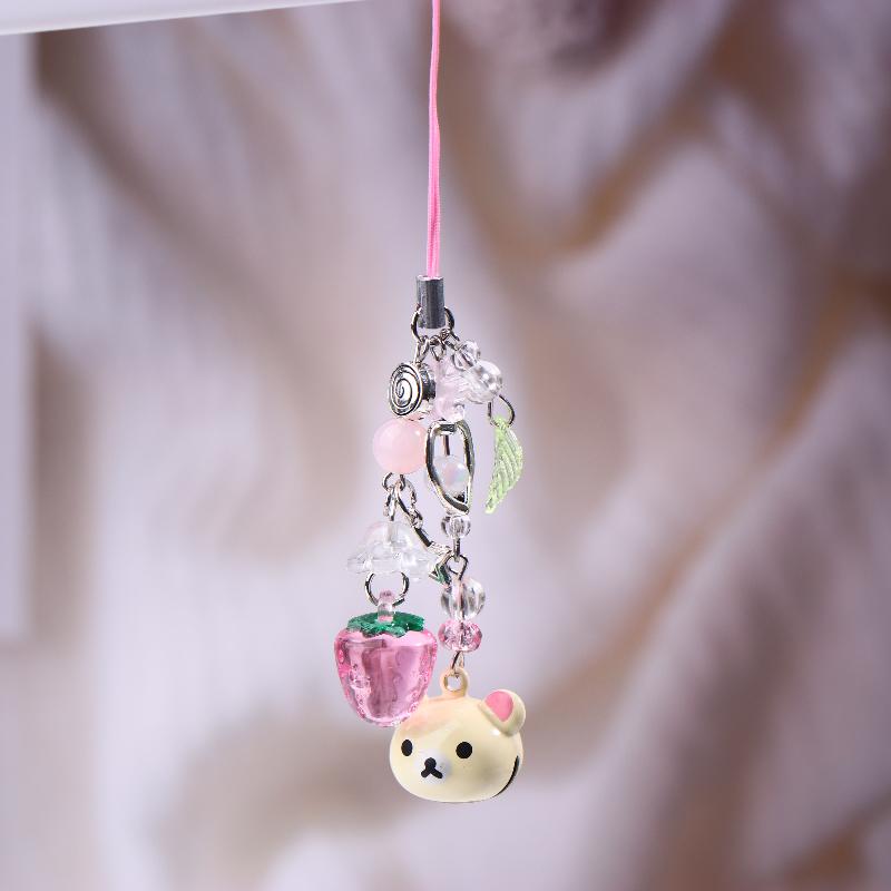 Cute Bear Strawberry Star Mobile Phone Chain Y2K Cartoon Phone Lanyard Camera Pendant Couple Keychain Gifts