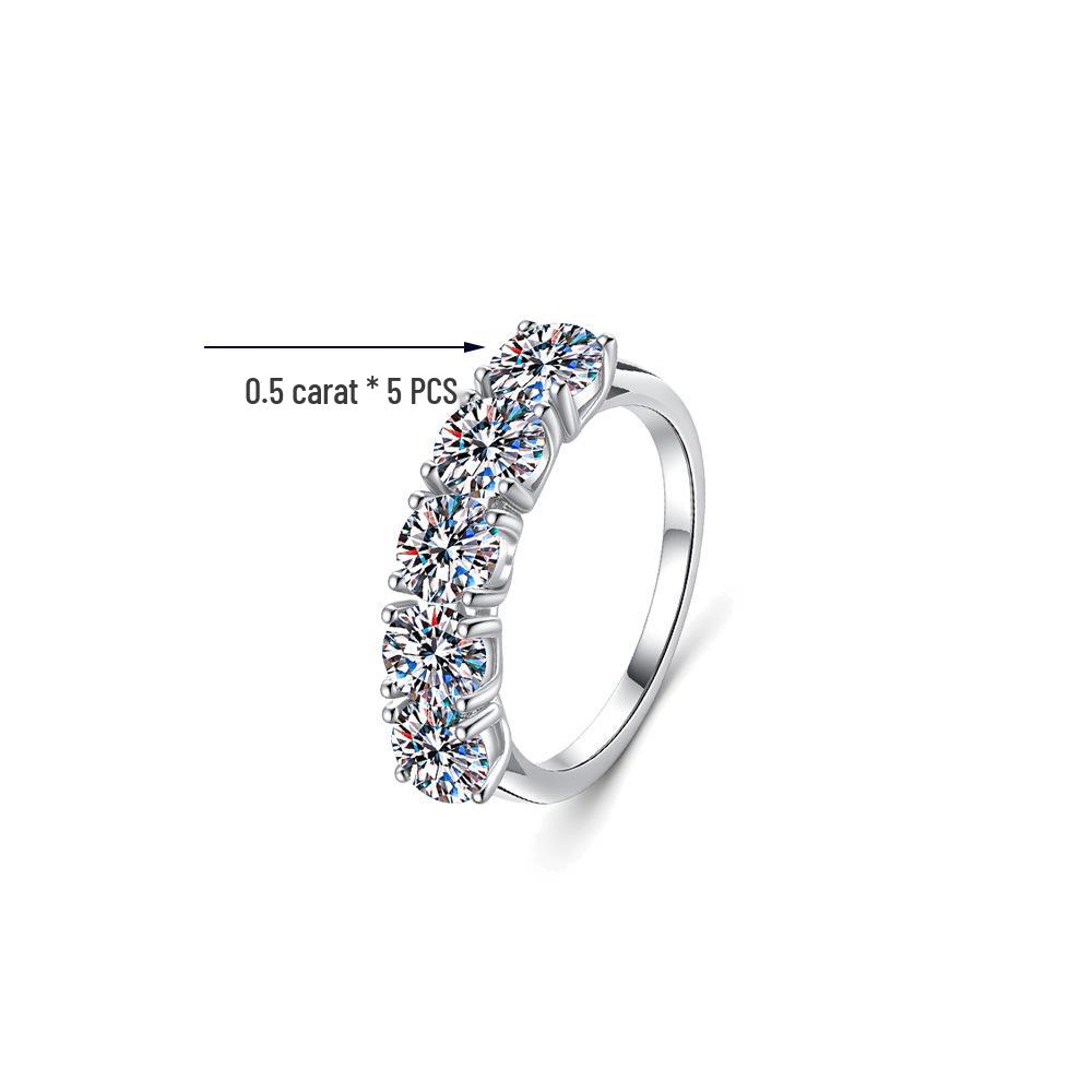 925 Sterling Silver Moissanite Princess Five-Star Stackable Women's Ring
