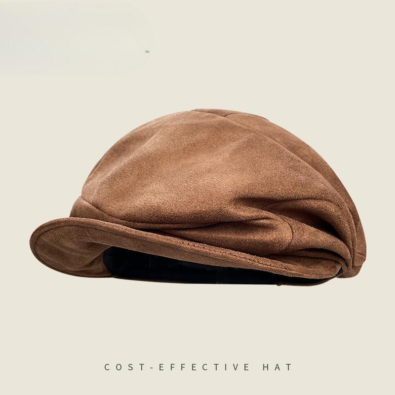 

Ретро Плиссированные Восьмиугольные Шляпы из Замши в Японском Стиле Детские Осенне-Зимние Головные Уборы Шляпы Гаврош Универсальные и Художественные Береты One Size