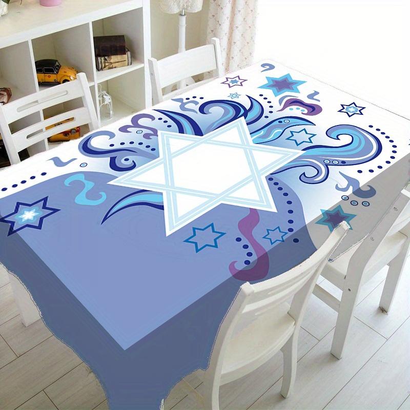 Jewish New Year Rectangle Tablecloth for Table Decor Holiday Party Waterproof Reusable Table Cloth for Table Family Dinner