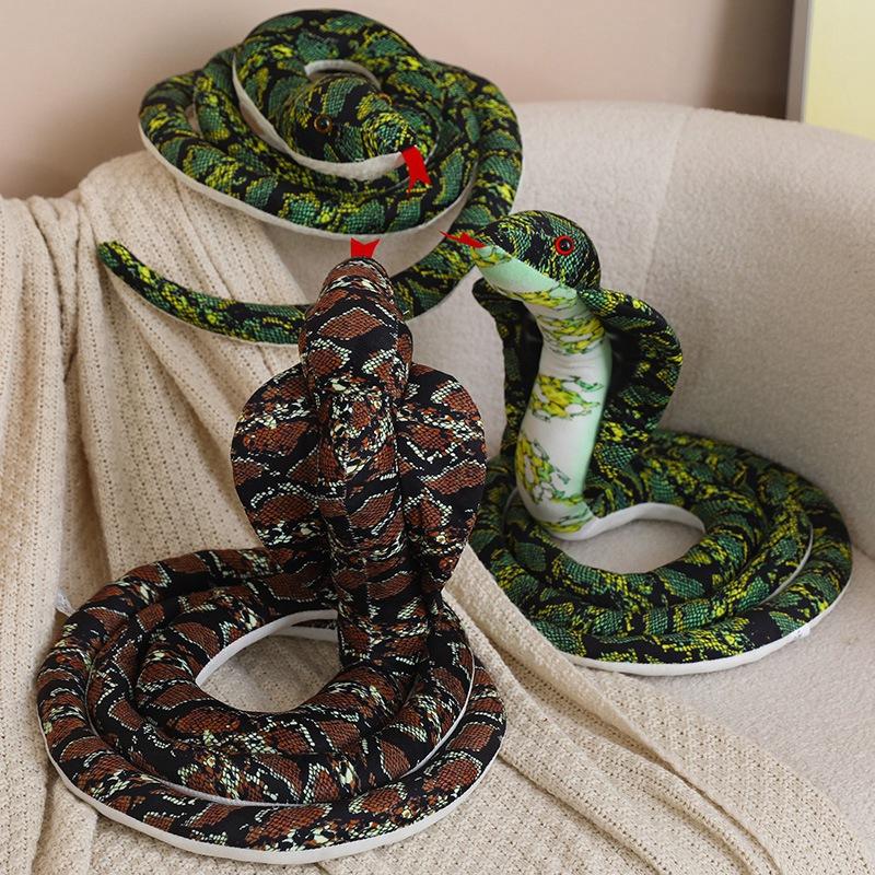 Toy Plush Snake Pillow Stuffed Animal Keychain Realistic Pp Cotton Decor Gift