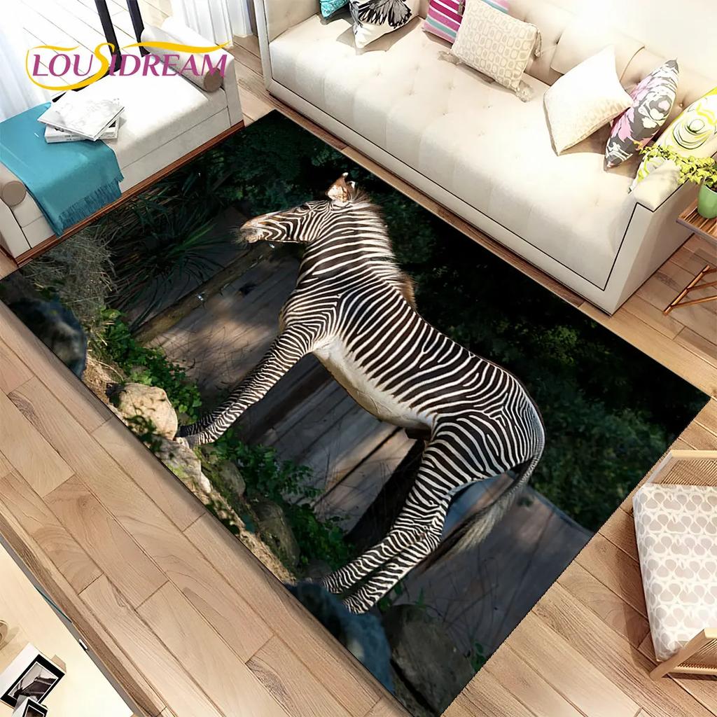 Zebra Wild Animal  Area Rug Large,Carpet Rug for Living Room Bedroom Kitchen Doormat Decoration,Children Play Non-slip Floor Mat