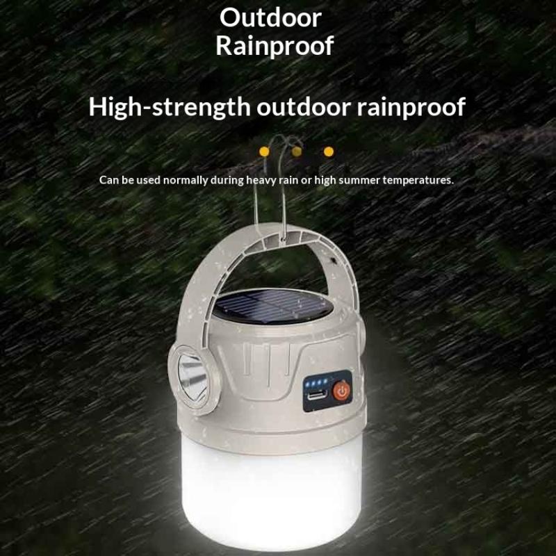 Long Endurance Camping Light Solar Powered Supports Type-C Charging Outdoor Portable Tent Light Emergency Light Hook