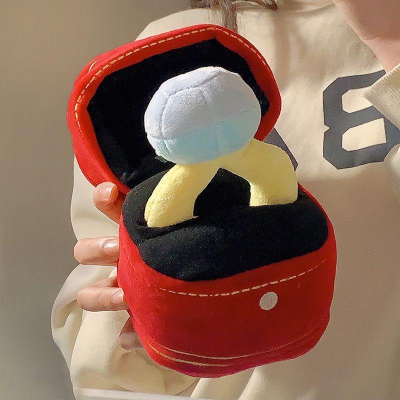 Set de Caja de Anillo de Peluche de Diamante Grande, Juguete Creativo de Peluche, Regalo de Cumpleaños, Propuesta, Regalo Sorpresa