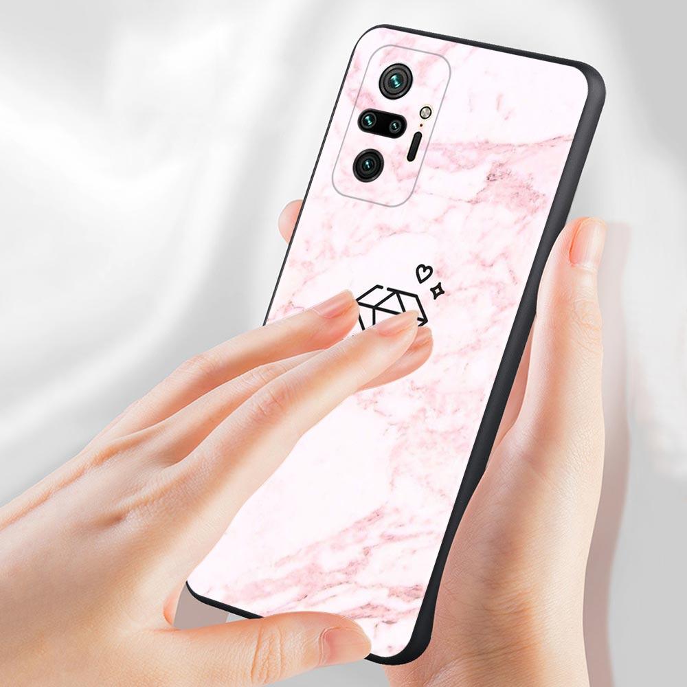 Husa de telefon cu flori de marmura roz pentru Xiaomi Redmi Note 11 9 8 10 Pro 9s 8t 7 10pro Max Husa pentru Redmi 11 9 9c 9a 8 8a 7 7a Shell