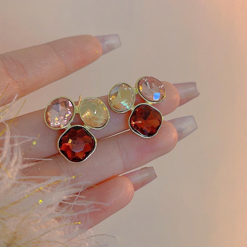 Vintage Brown Resin Tiger Eye Stone Dangle New Earrings for Women Fashion Silver Needle Earring Personality Melard Color Jewelry