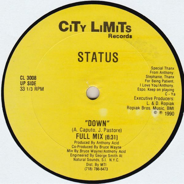 

12inch Record STATUS - Down CL3008 City Limits 1990 US Dance & Electronica Used