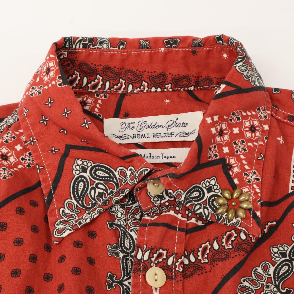 REMIRELIEF Red Bandana Pattern Long Sleeve Shirt Tops S RedUsed