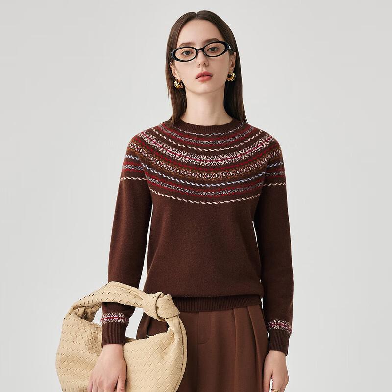 Zhaojun Women's Fair Isle Jacquard Wool Sweater