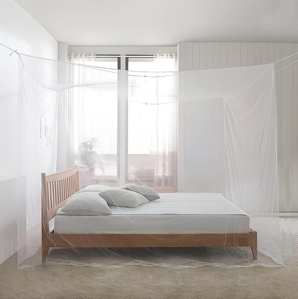 Dreamy Wing Mosquito Net, Non-Openable, Single/Double Size, Hanging, Insect Repellent, Length 180*200*200cm (White)