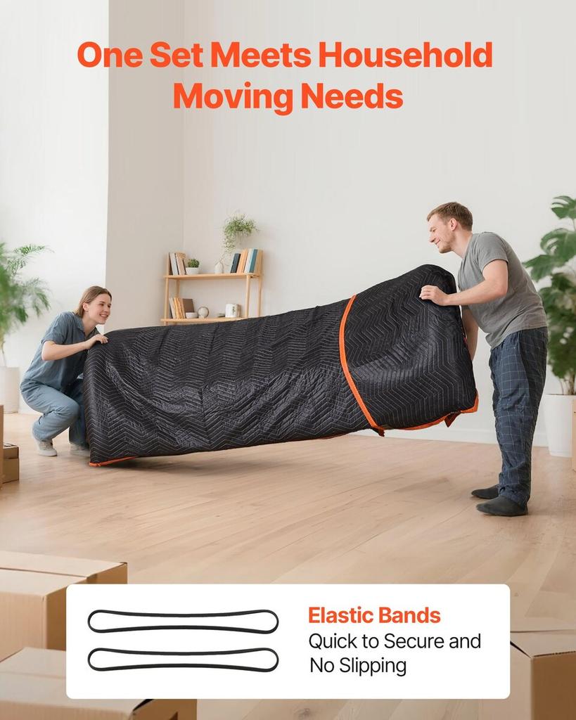 Moving Blankets 12 Pcs, 1829 X 1016 Mm (14.5 Kg/dz) Large Packing Blankets with Cotton Filling, Heavy Duty Nonwoven Fabric Padded Moving Blanket for