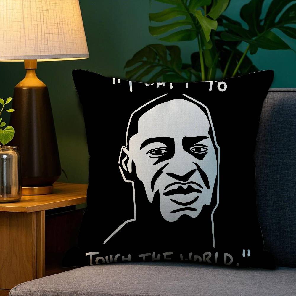 Famous G-George F-Floyd Pillow Case Anti-dustmite Pillowcase Invisible Zipper Silky Short Plush Sofa Cushion Cover
