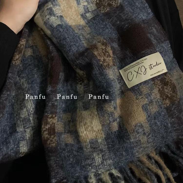 Scarf Winter New Collection Autumn/Winter Atmosphere Plaid Fringe For Couples, Warm And Student High-End Style Scarf