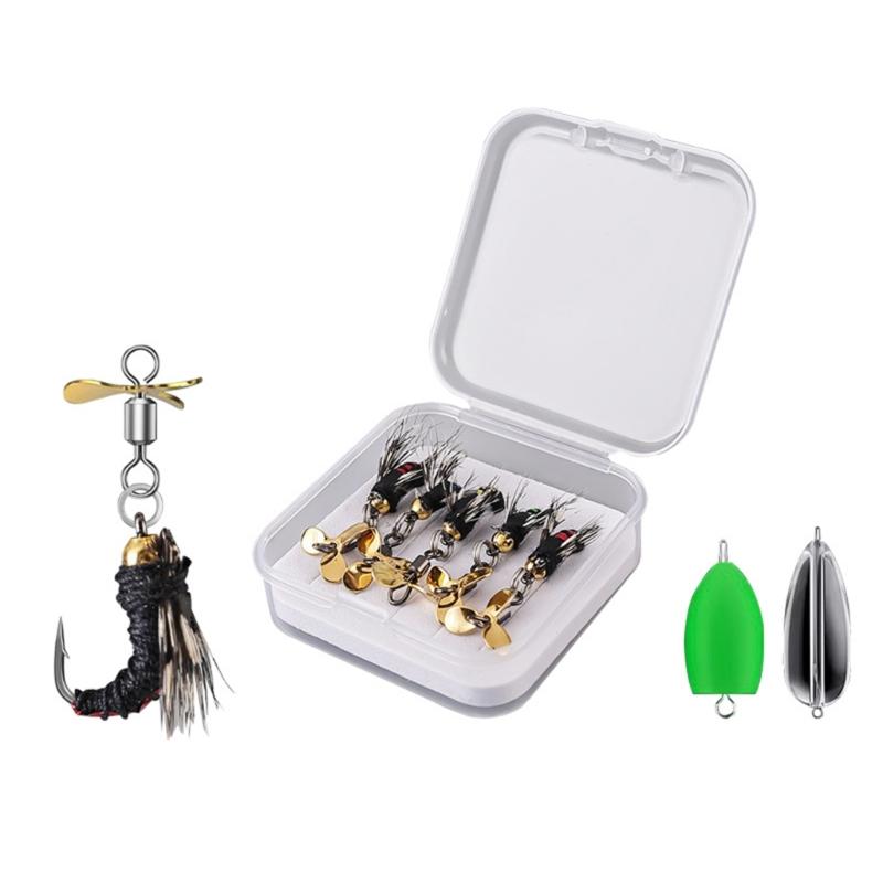 5Pcs Fly Fishing Fly Set Double Hook Fly Fishing Lures Baits with Sharpened Hook Fly Fishing Fly Topwater Baits
