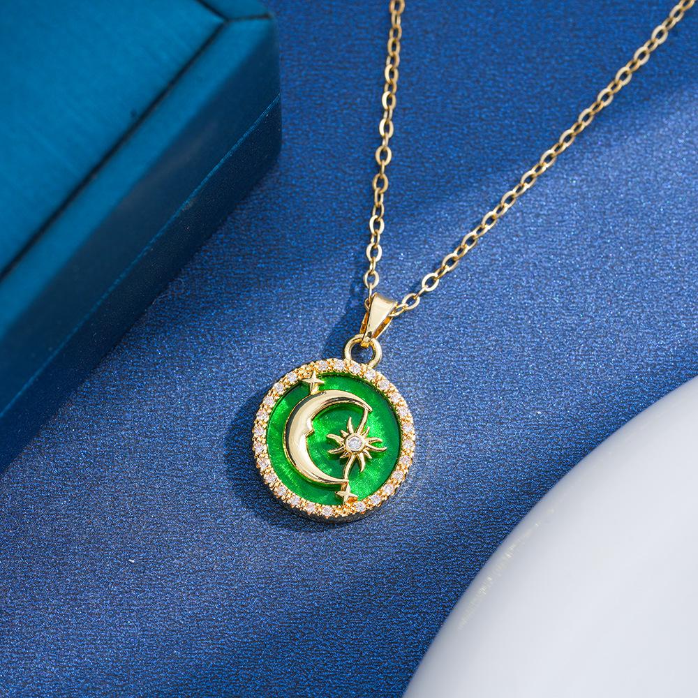 Moon Star Sun Zirconia Clavicle Necklace - Women s Fashion, Light Luxury, Elegant Style