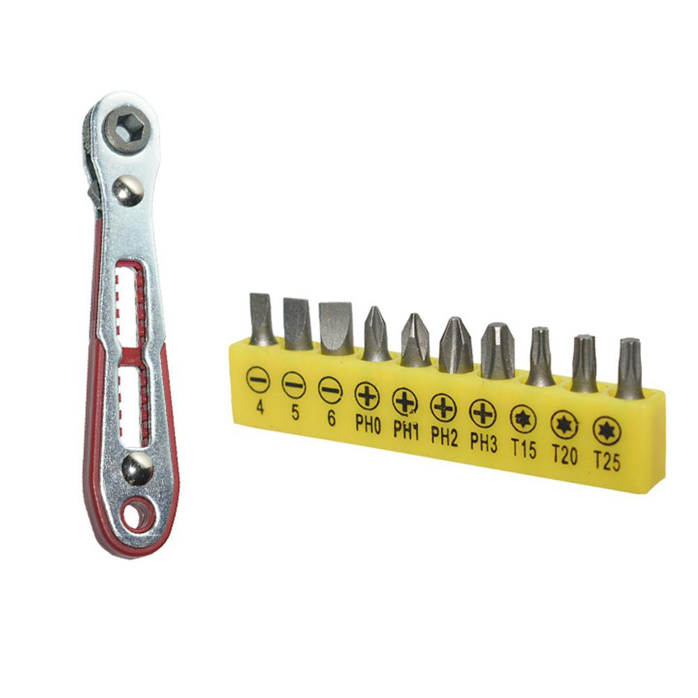 Mini Magnetic Ratchet Wrench For 1/4 Hex Shank Screwdriver Bits And 1/4 Square Drive Sockets Two-way Ratchet Screwdriver Wrench