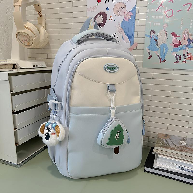 School Bag Korean Version Contrasting Colors, High Quality and Large Capacity, Junior High School Student School Bag, High Value Ridge Protection