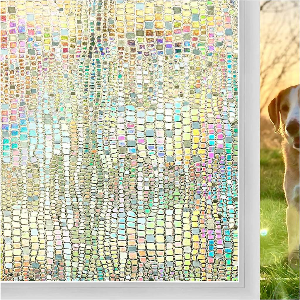 Sichtschutzfolie für Fenster, Regenbogen, 3D-Dekorglas, Vinyl, Buntglas-Aufkleber, statisch haftende Fensteraufkleber, nicht klebende Folien