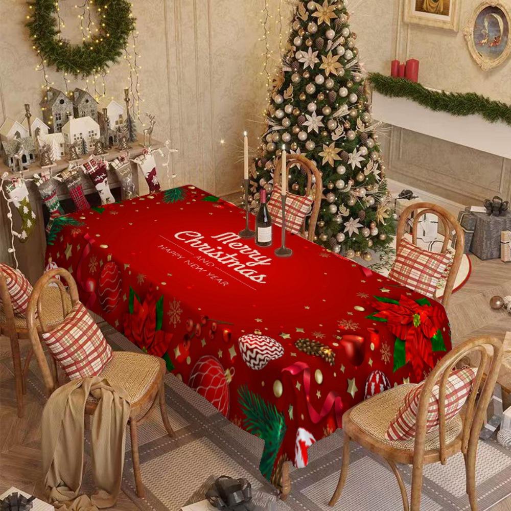 Christmas Tablecloth Red Festive Decor for Living Room Dining Table Rectangular Holiday Atmosphere