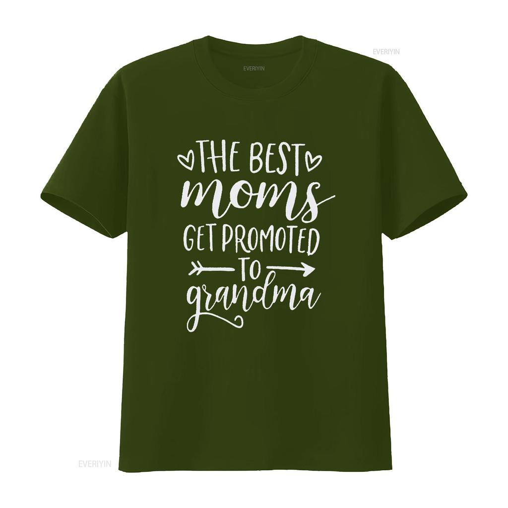 The Best Moms Get Promoted To Grandma T Shirt Women Grandmother GifT with Funny Saying Casual Top Vintage Washed Versatile