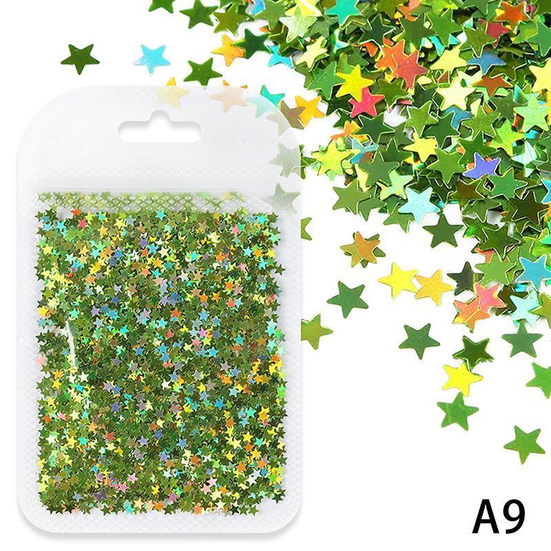 3mm Star Shaped Holographic Nail Glitter Mix Laser Nail Charm Colourful Bling Decoration Accessories for Nail Art