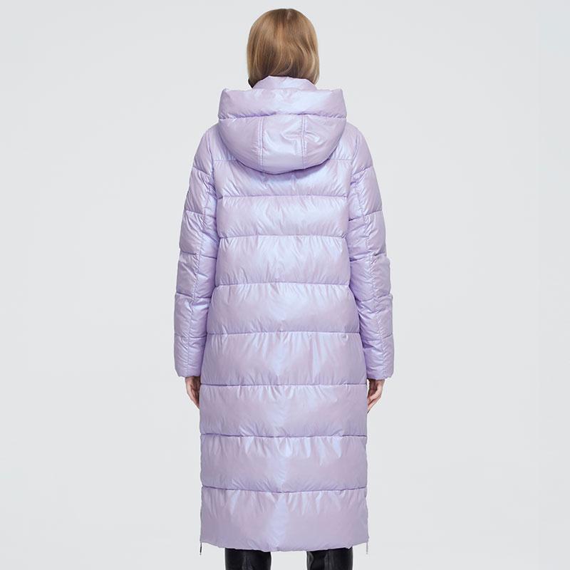 Women's Cotton Coat ZIAI Long Warm Parka Bright Fabric Hooded ZR-9510