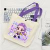 KPop Demon Hunters GIRLS Canvas Shopping Bags Women Cotton Tote Bags Reusable Cartoon Letter Shoulder Bag Grocery Handbag Beige