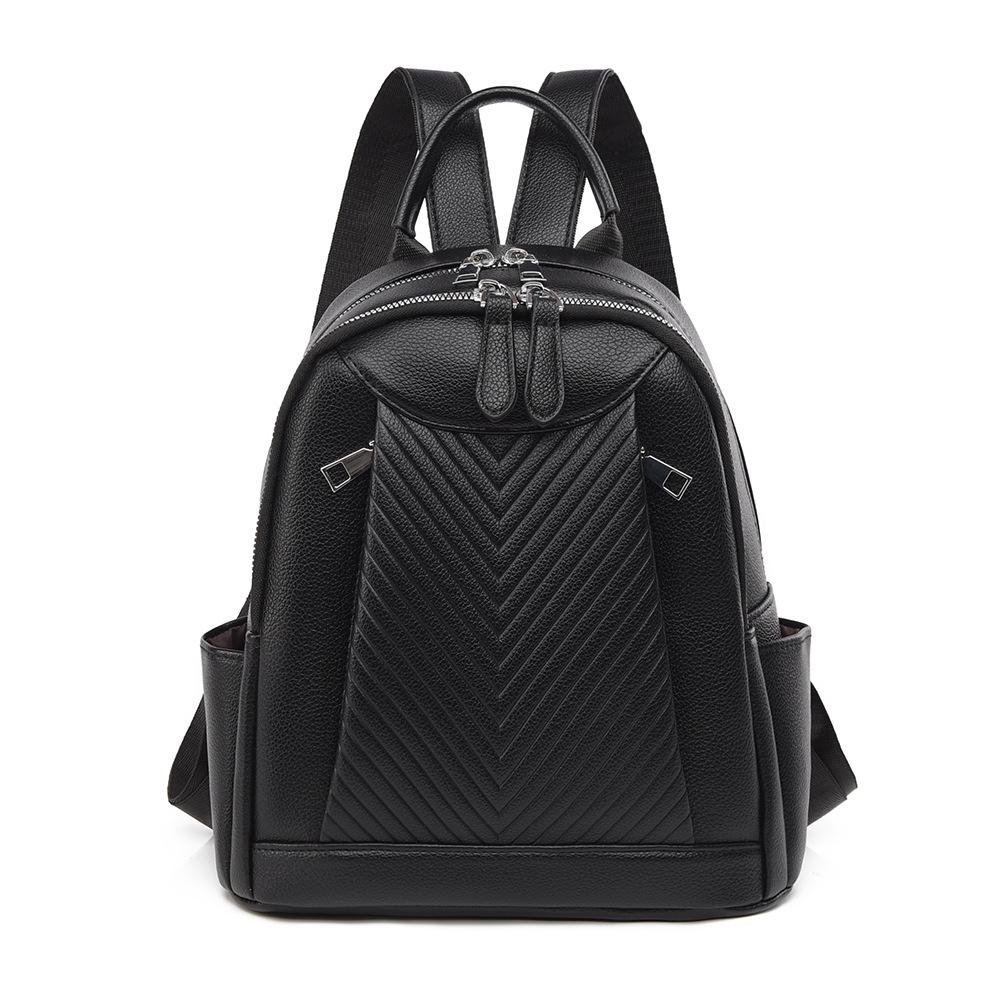 Simple and Elegant Backpack for Women, Solid Color Texture, Pu Soft Leather, Casual Crossbody, Large Capacity Travel Backpack